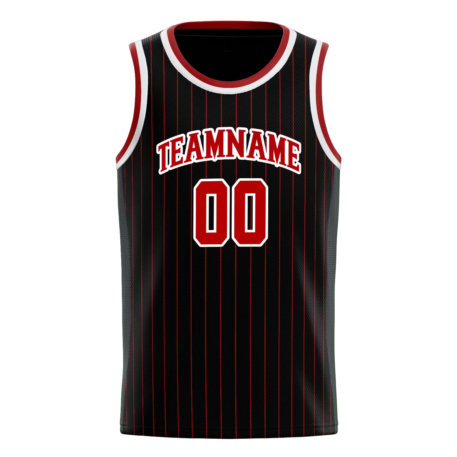 Personalized Black & Red Pinstripe Basketball Jersey
