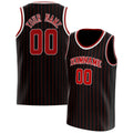 Personalized Black & Red Pinstripe Basketball Jersey