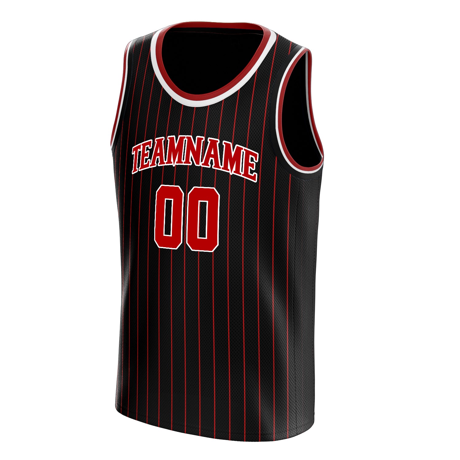 Personalized Black & Red Pinstripe Basketball Jersey