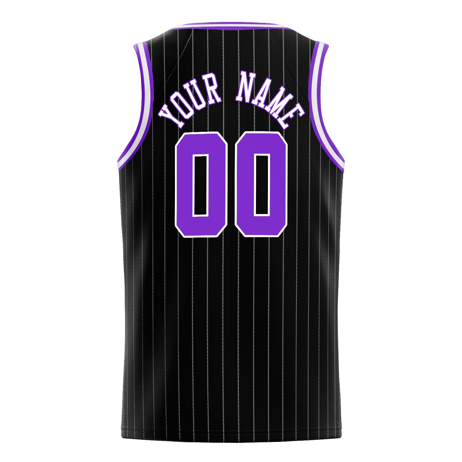 Personalized Black & Purple White Pinstripe Basketball Jersey