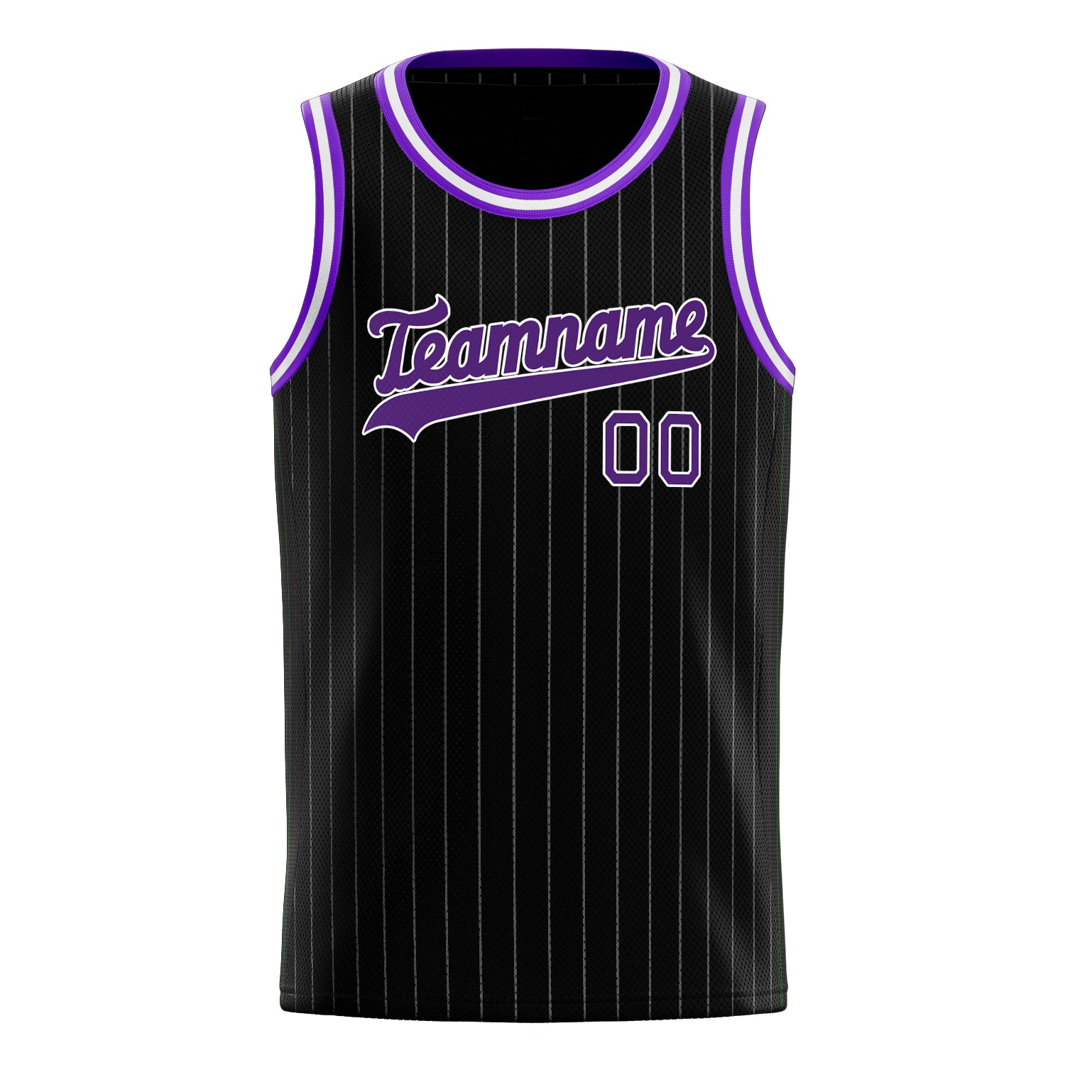 Personalized Black & Purple White Pinstripe Basketball Jersey