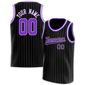 Personalized Black & Purple White Pinstripe Basketball Jersey