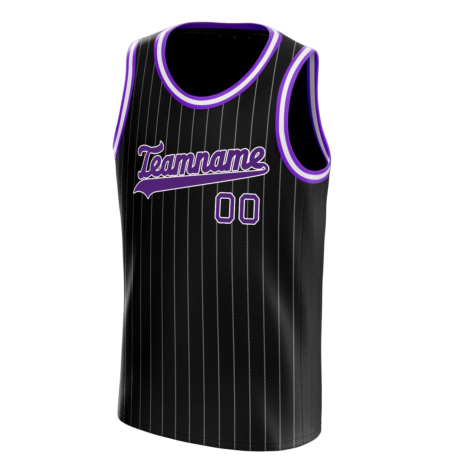 Personalized Black & Purple White Pinstripe Basketball Jersey