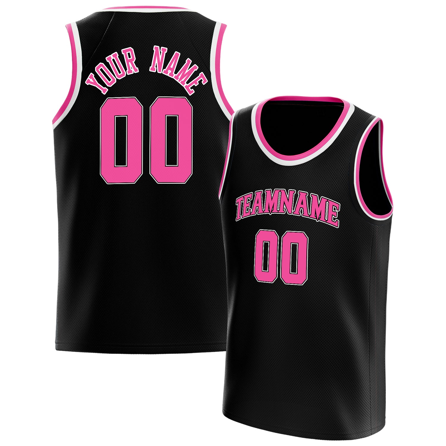 Personalized Black & Pink Solid Color Basketball Jersey