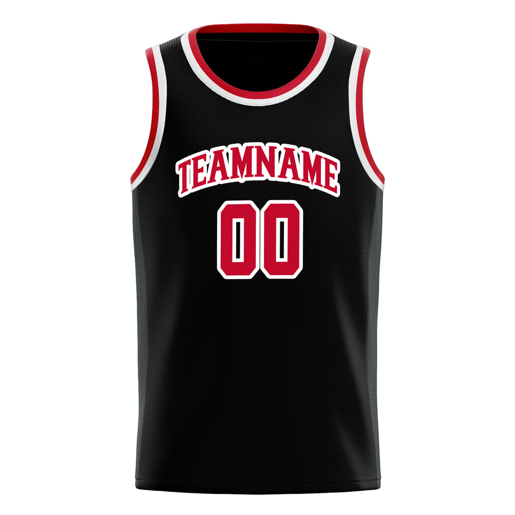 Personalized Black & Red Solid Color Basketball Jersey