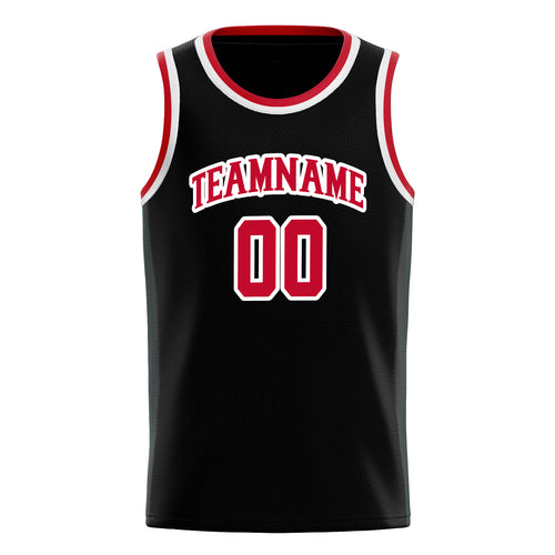 Personalized Black & Red Solid Color Basketball Jersey