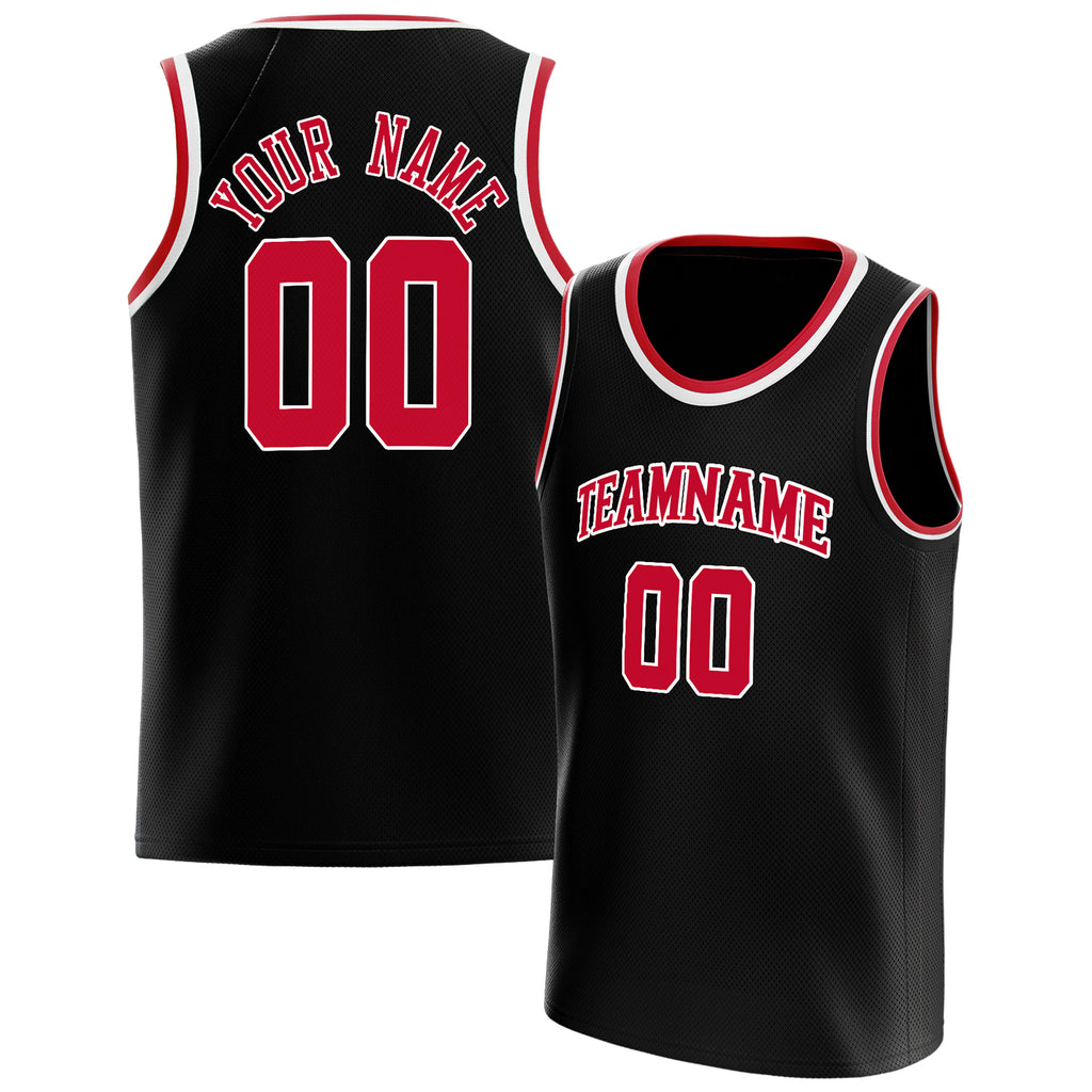 Personalized Black & Red Solid Color Basketball Jersey
