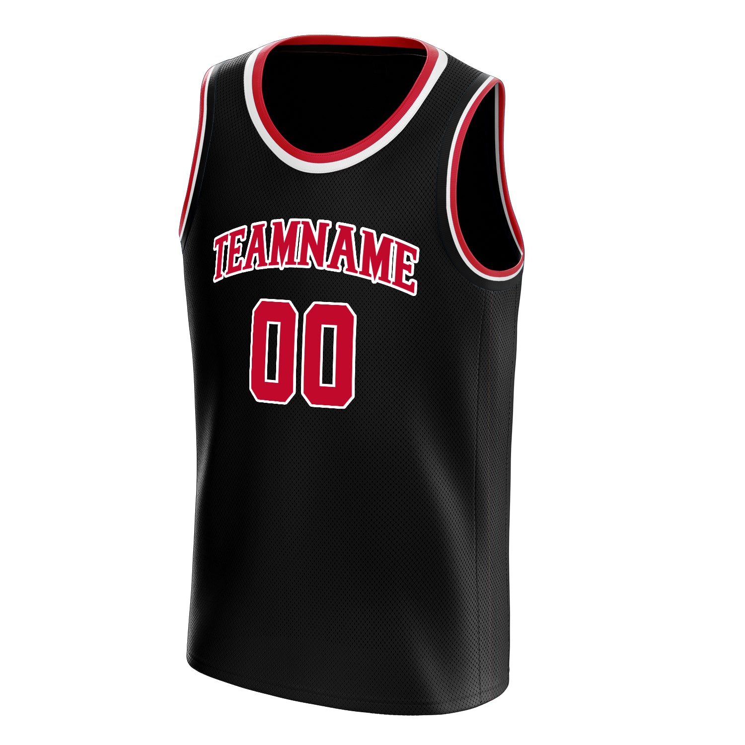 Personalized Black & Red Solid Color Basketball Jersey