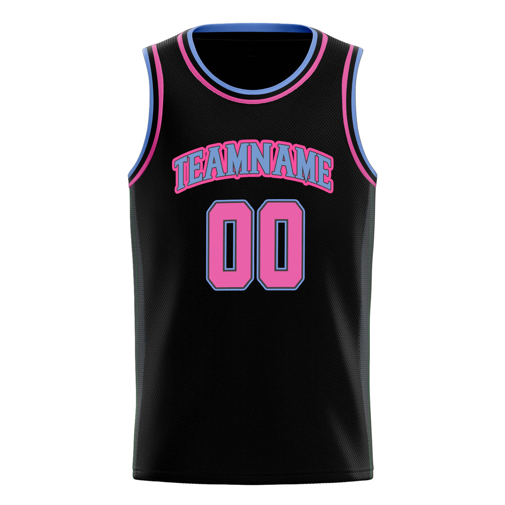 Personalized Black & Pink Solid Color Basketball Jersey