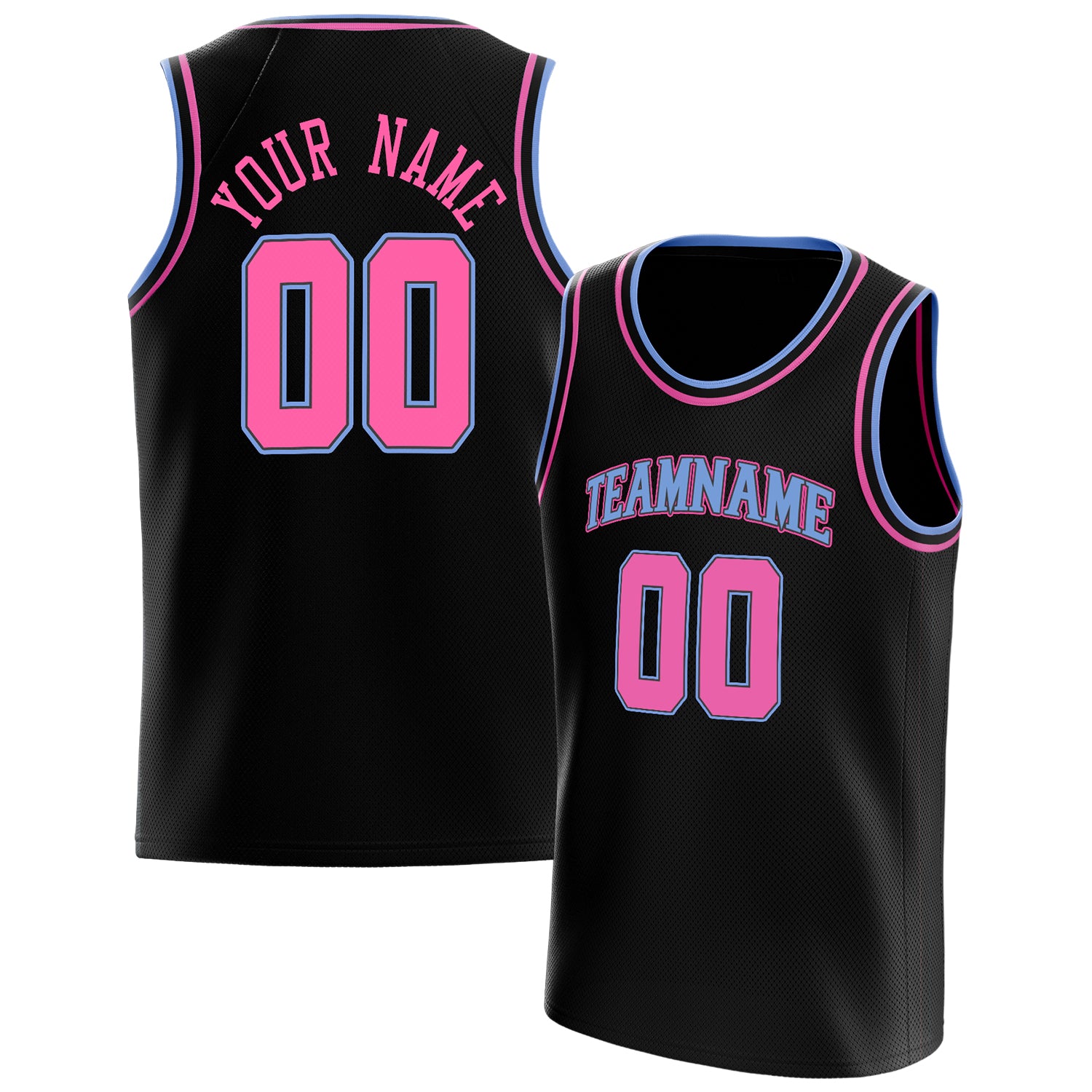 Personalized Black & Pink Solid Color Basketball Jersey