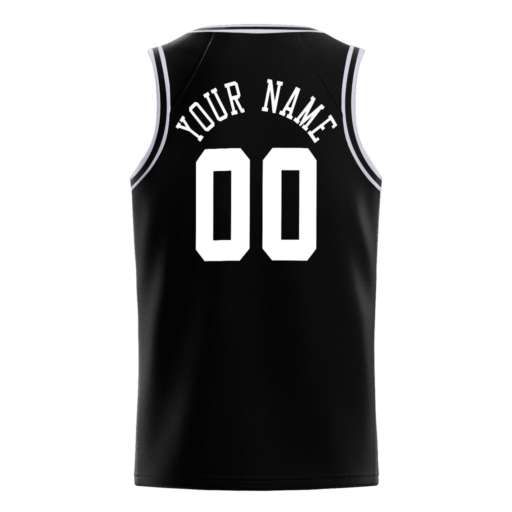 Personalized Black & White Solid Color Basketball Jersey