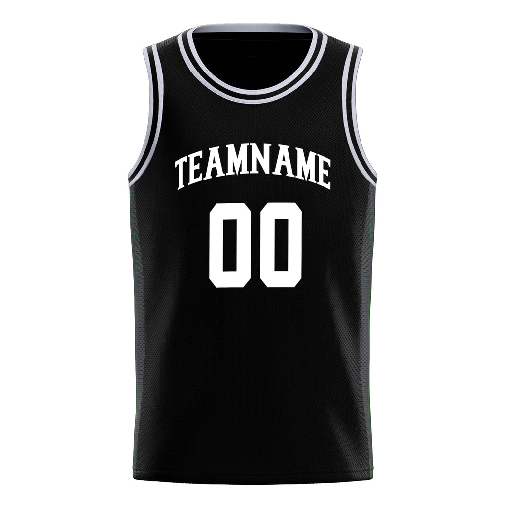 Personalized Black & White Solid Color Basketball Jersey