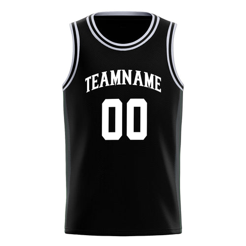 Personalized Black & White Solid Color Basketball Jersey