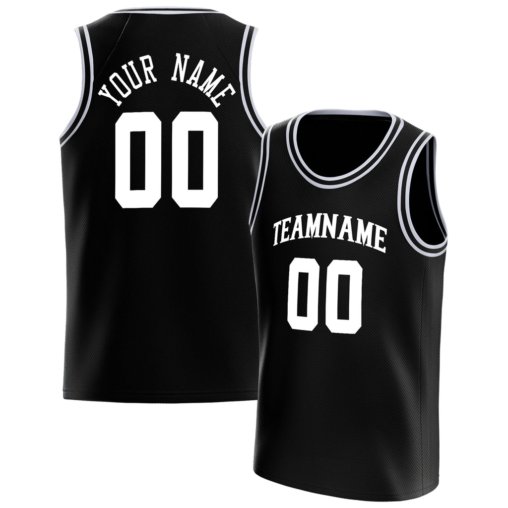 Personalized Black & White Solid Color Basketball Jersey