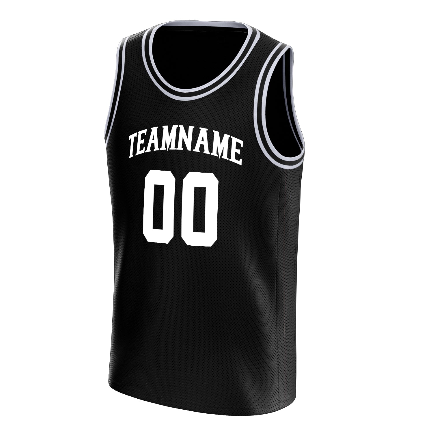 Personalized Black & White Solid Color Basketball Jersey