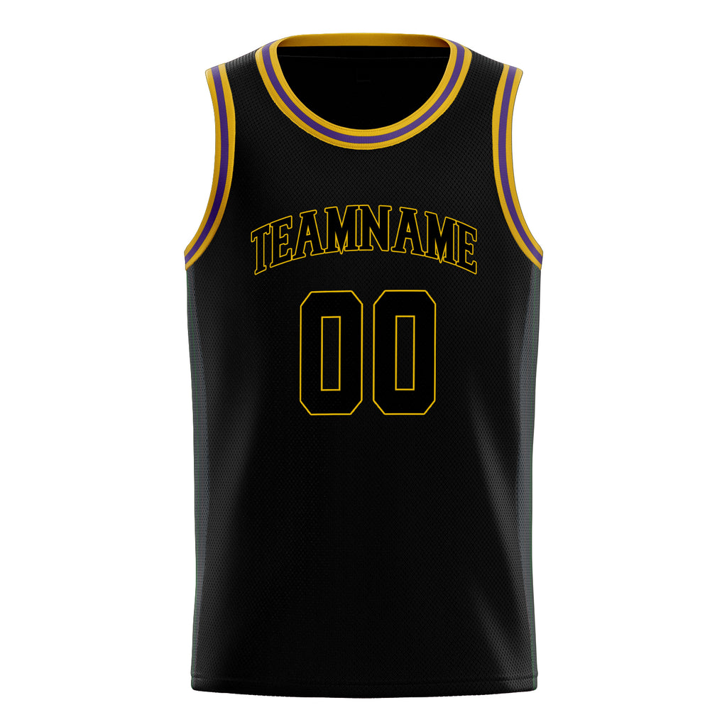 Personalized Black & Gold Solid Color Basketball Jersey