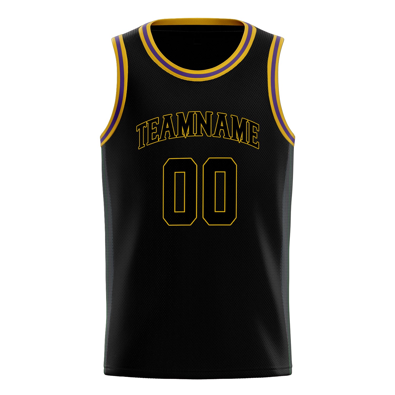 Personalized Black & Gold Solid Color Basketball Jersey