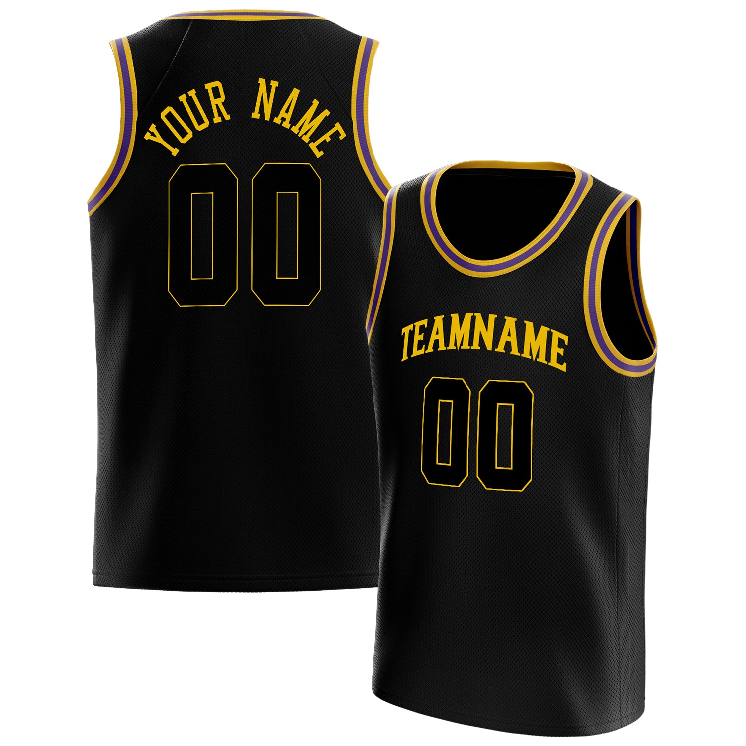 Personalized Black & Gold Solid Color Basketball Jersey