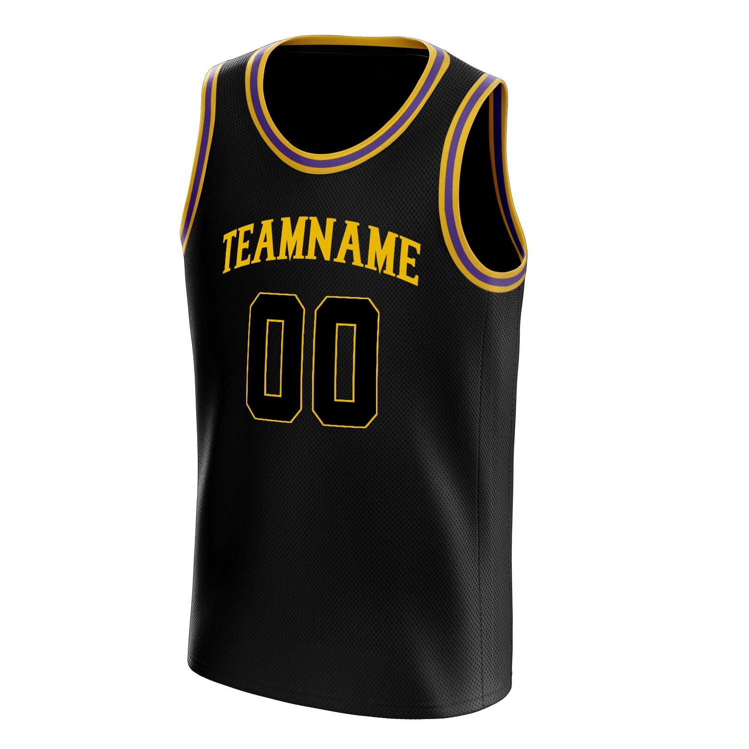 Personalized Black & Gold Solid Color Basketball Jersey