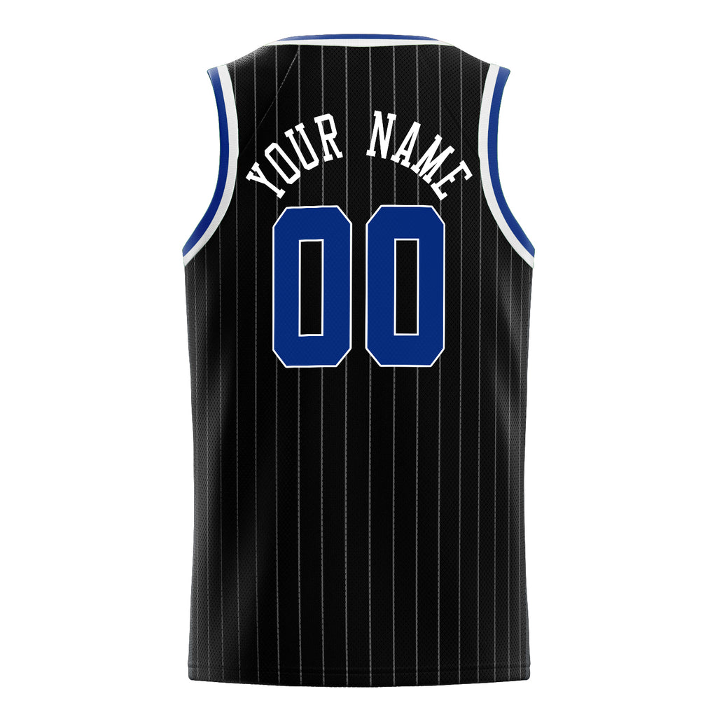 Personalized Black & Royal White Pinstripe Basketball Jersey