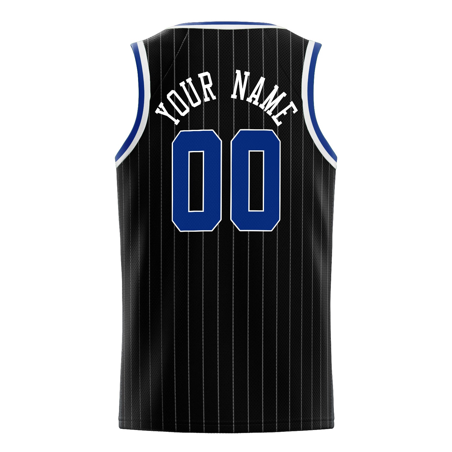 Personalized Black & Royal White Pinstripe Basketball Jersey