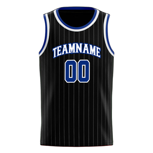 Personalized Black & Royal White Pinstripe Basketball Jersey