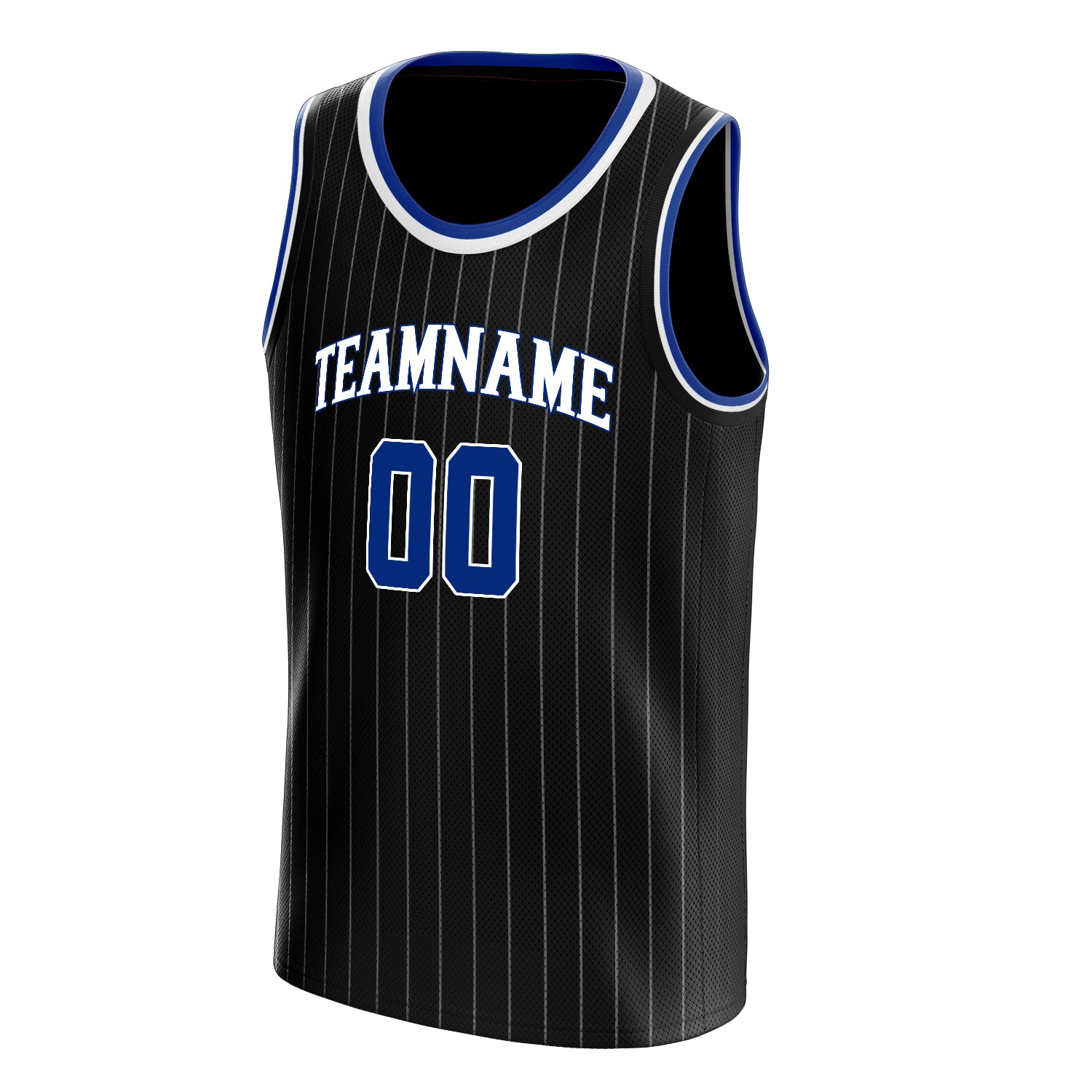 Personalized Black & Royal White Pinstripe Basketball Jersey