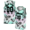 Personalized Black & Kelly Green Tropical Hawaii Palm Leaves Basketball Jersey