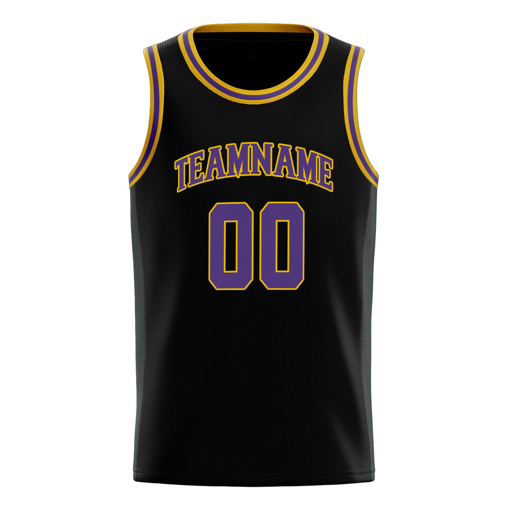 Personalized Black & Purple Solid Color Basketball Jersey