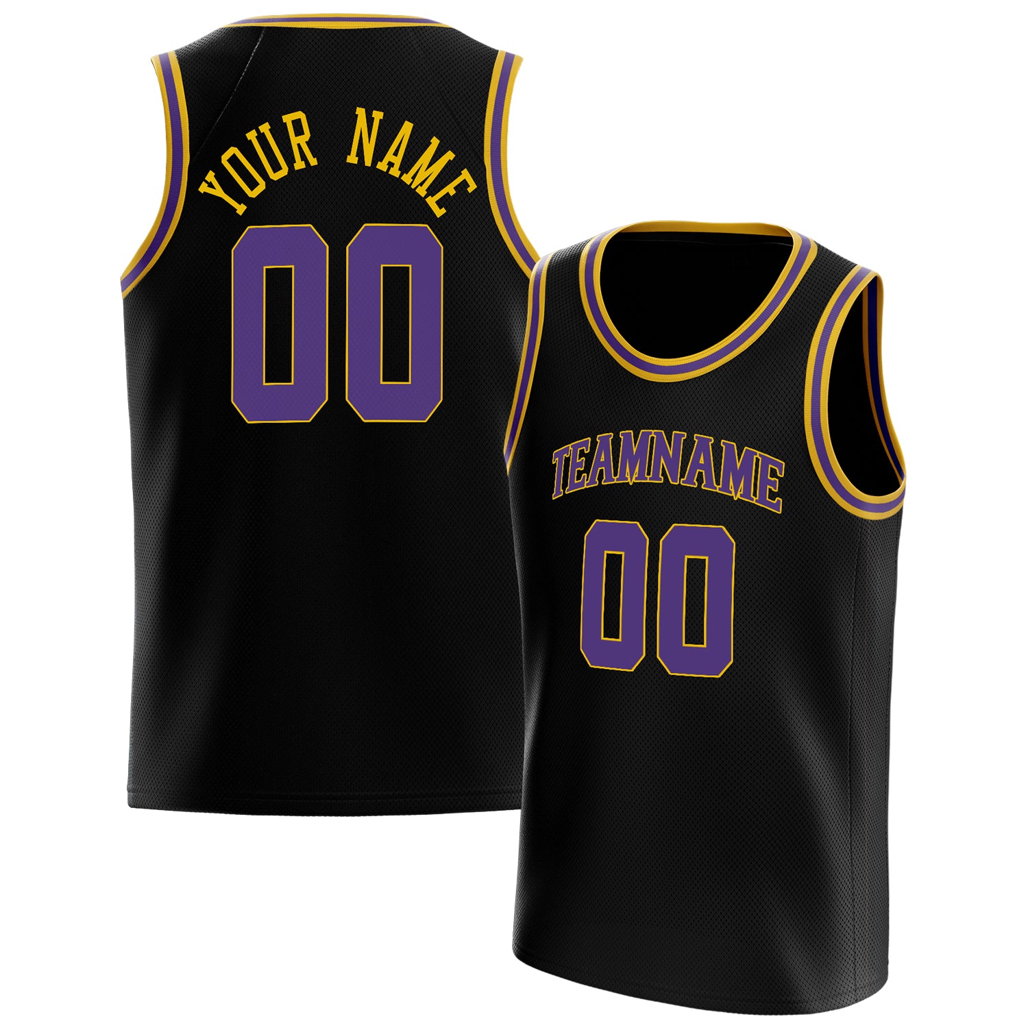 Personalized Black & Purple Solid Color Basketball Jersey