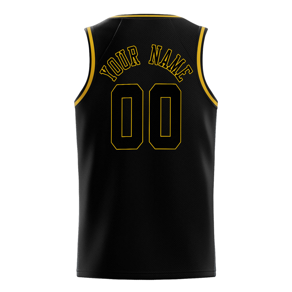 Personalized Black & Gold Solid Color Basketball Jersey