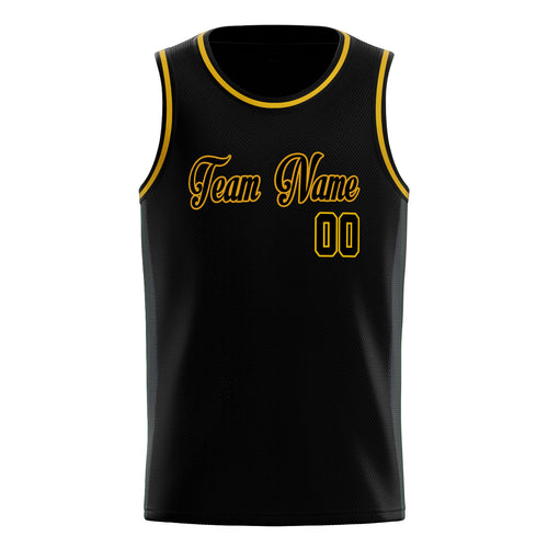 Personalized Black & Gold Solid Color Basketball Jersey