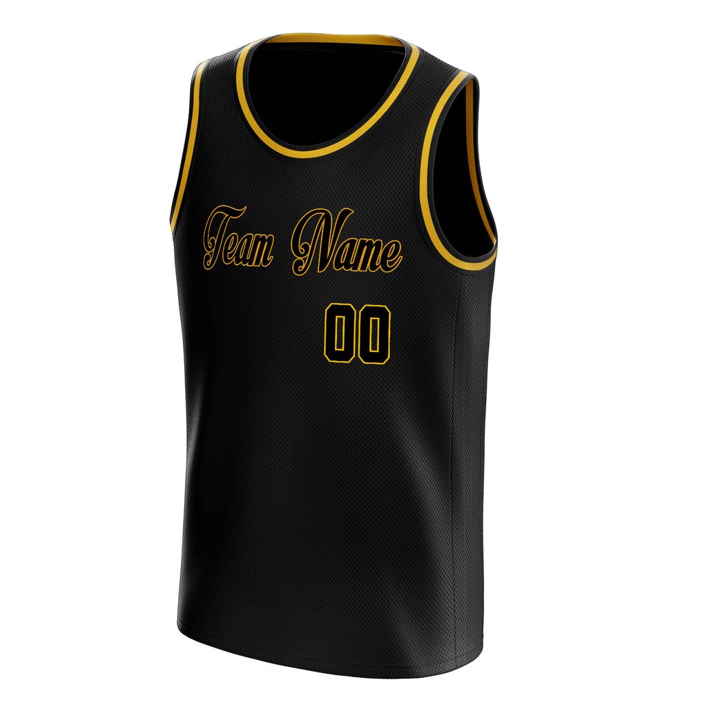 Personalized Black & Gold Solid Color Basketball Jersey
