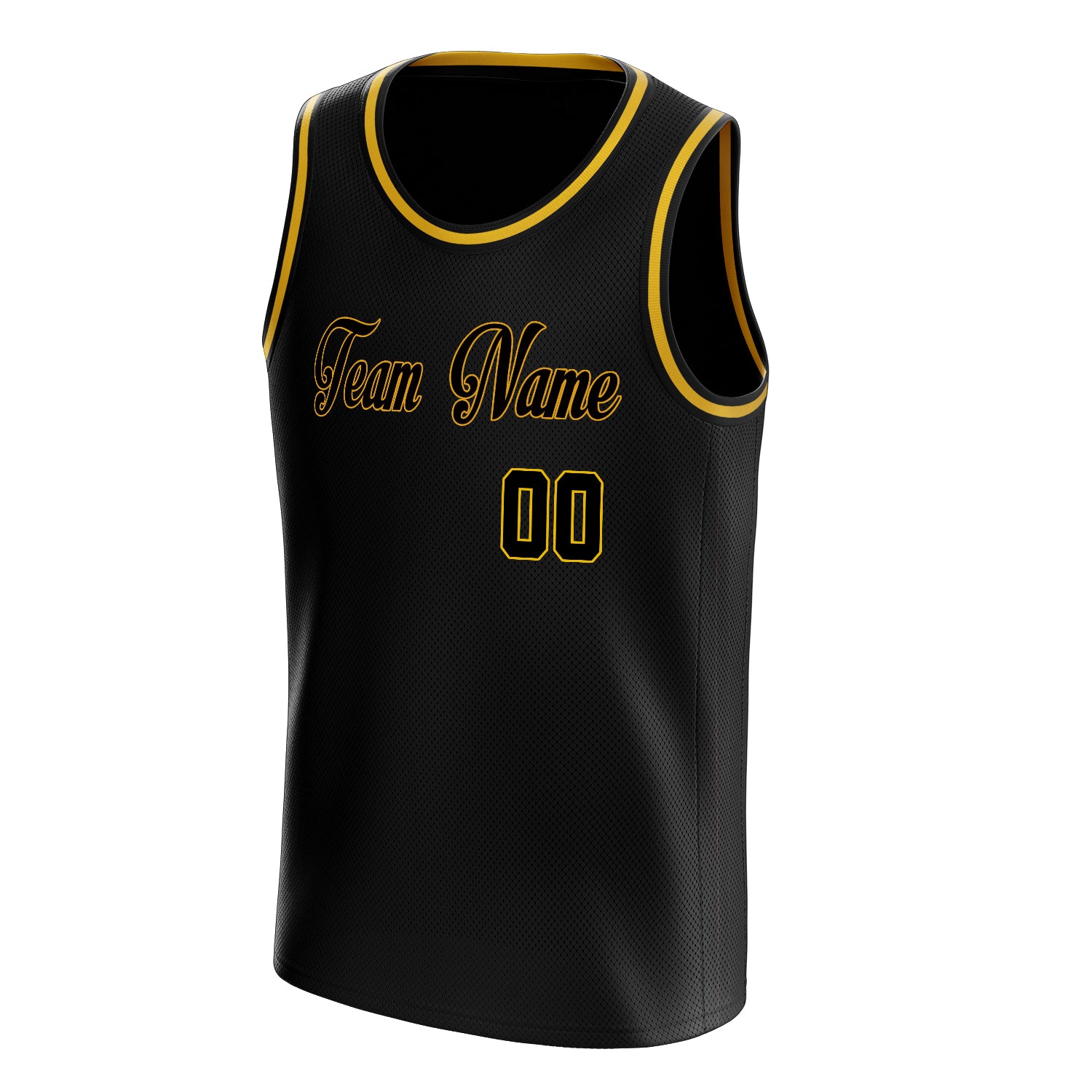 Personalized Black & Gold Solid Color Basketball Jersey