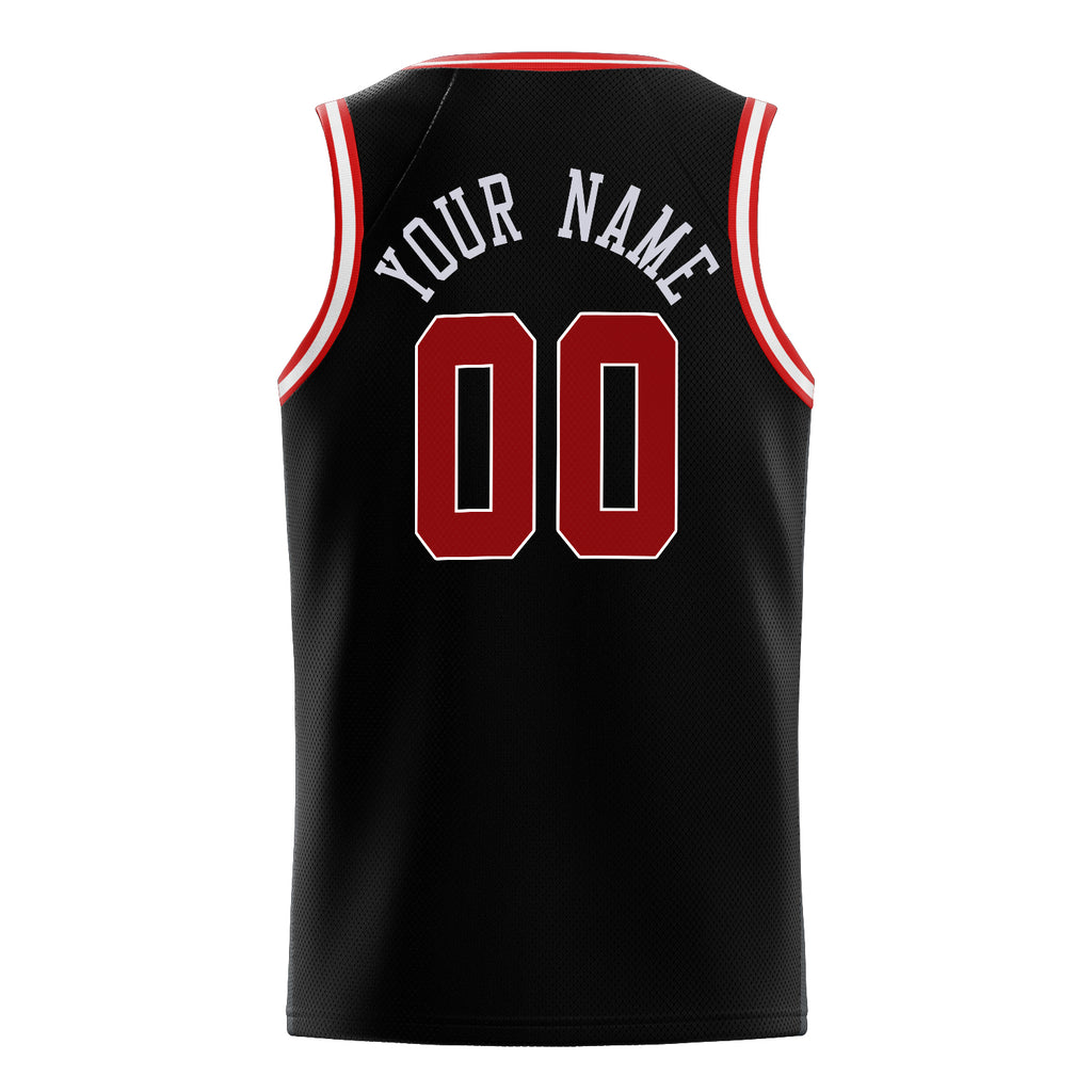 Personalized Black & Red Solid Color Basketball Jersey