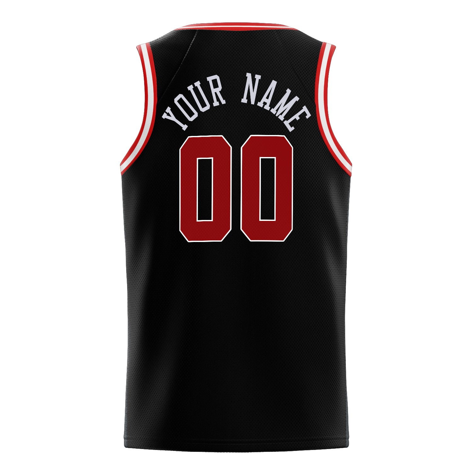 Personalized Black & Red Solid Color Basketball Jersey