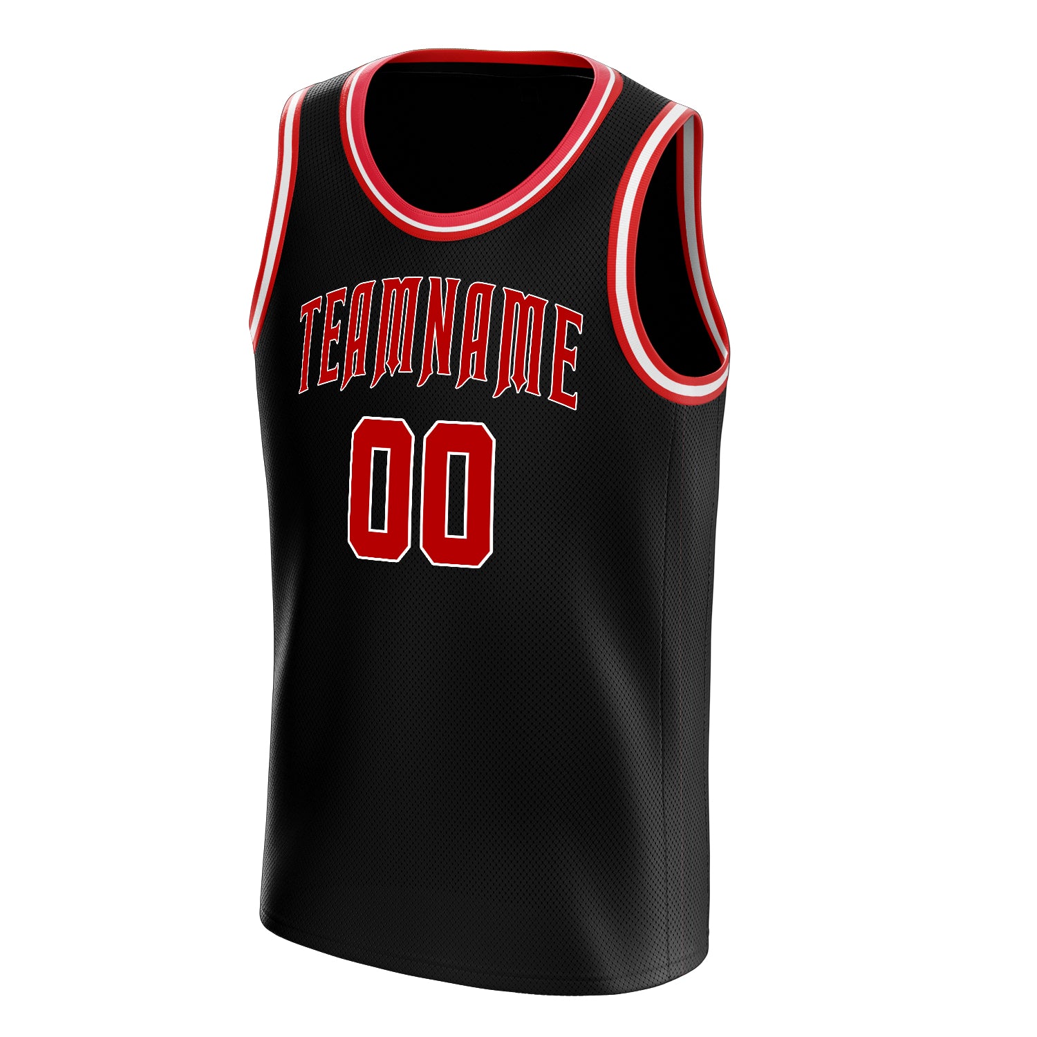 Personalized Black & Red Solid Color Basketball Jersey