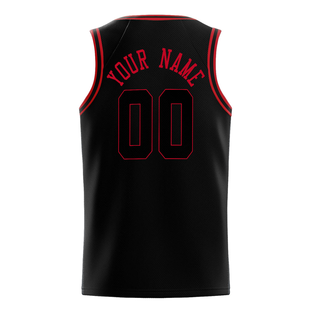Personalized Black & Red Solid Color Basketball Jersey