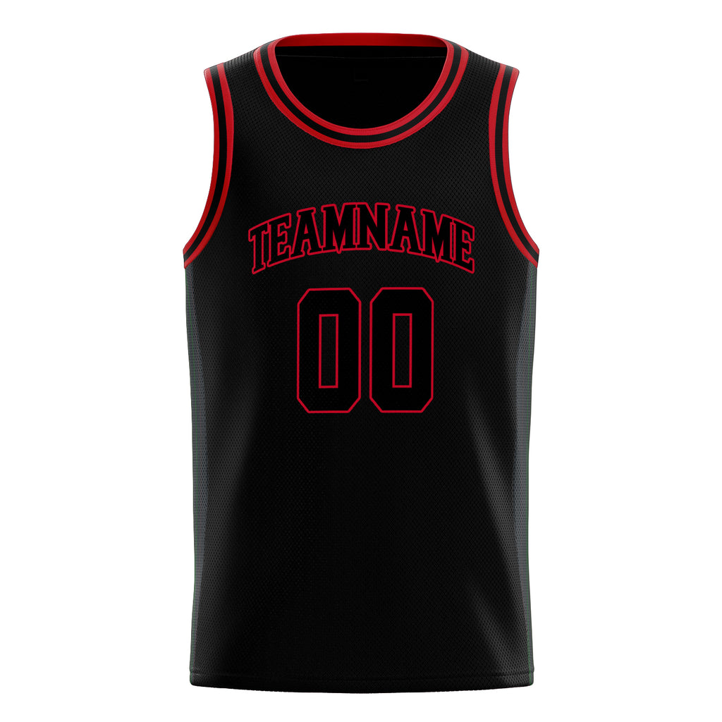 Personalized Black & Red Solid Color Basketball Jersey