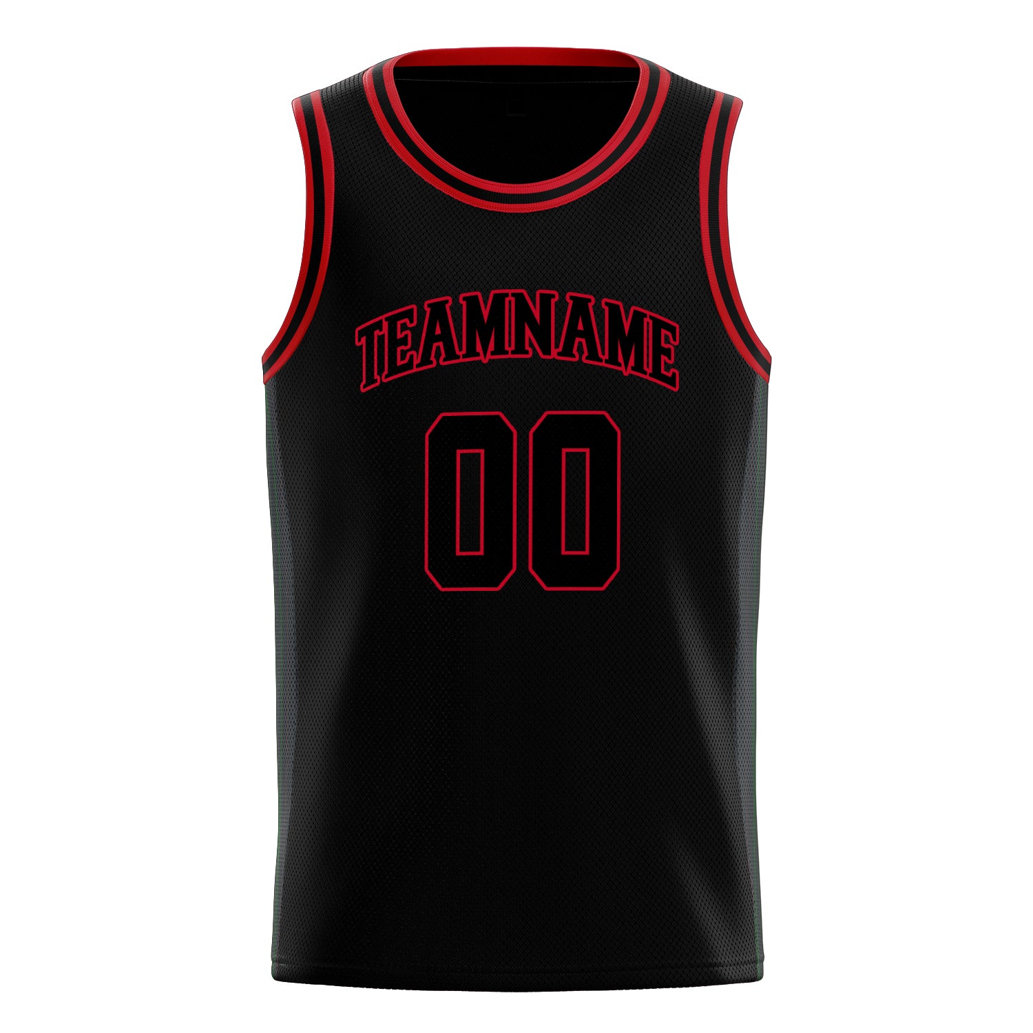 Personalized Black & Red Solid Color Basketball Jersey
