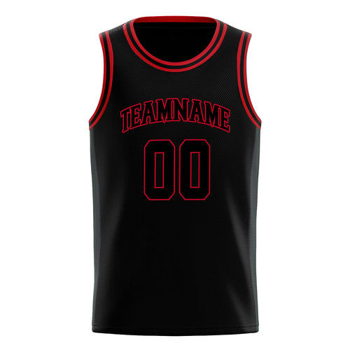 Personalized Black & Red Solid Color Basketball Jersey