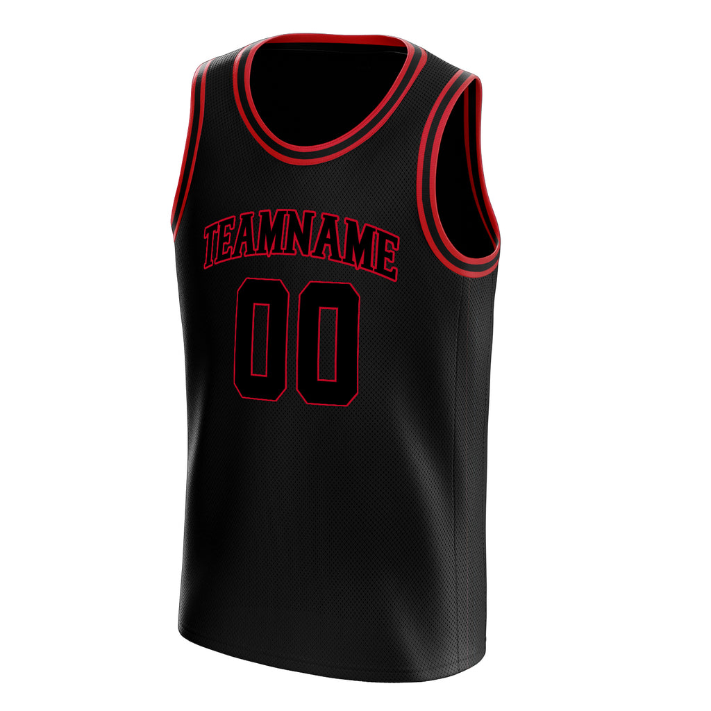 Personalized Black & Red Solid Color Basketball Jersey