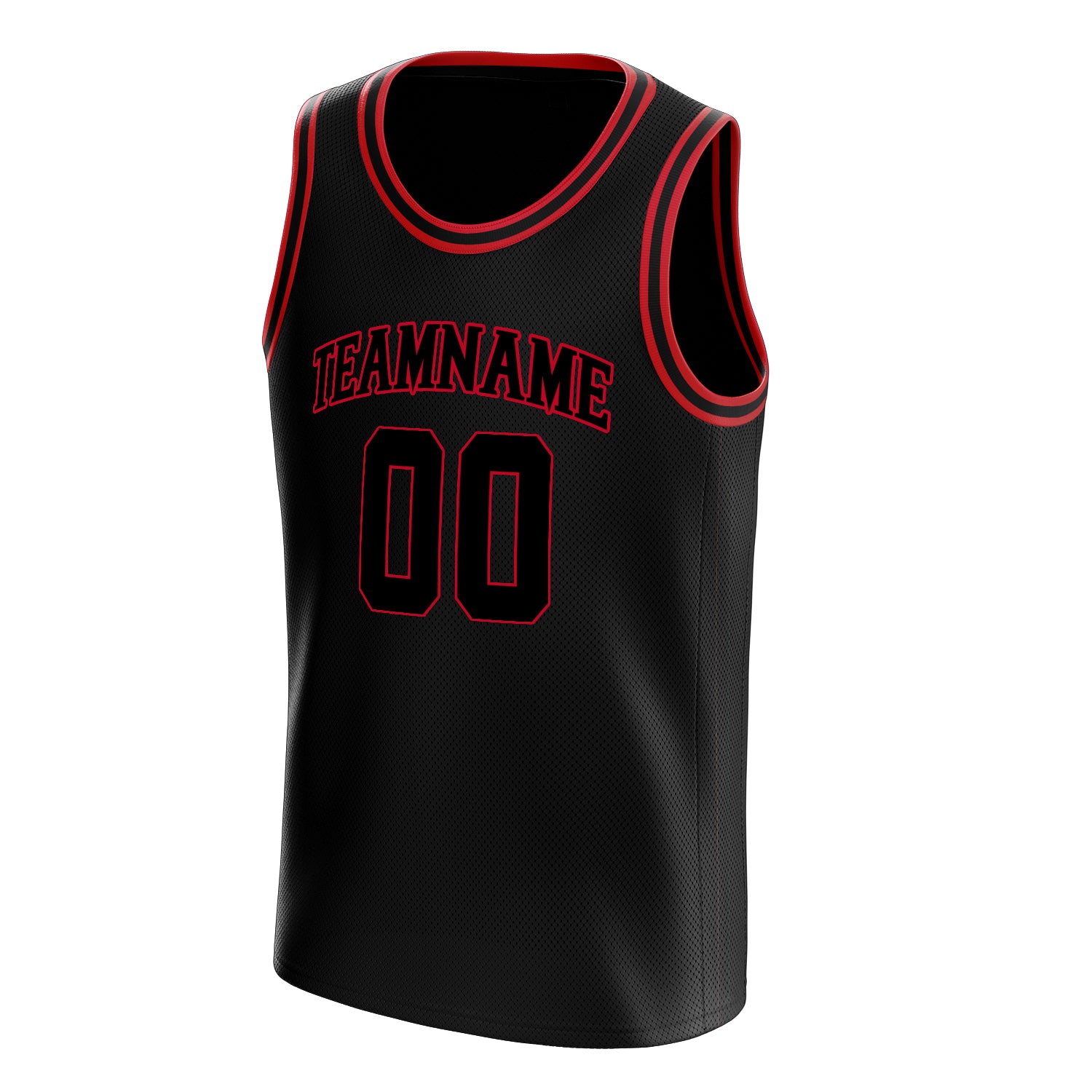 Personalized Black & Red Solid Color Basketball Jersey