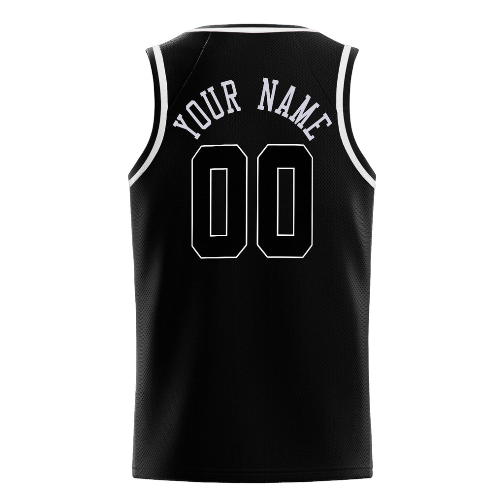 Personalized Black & White Solid Color Basketball Jersey
