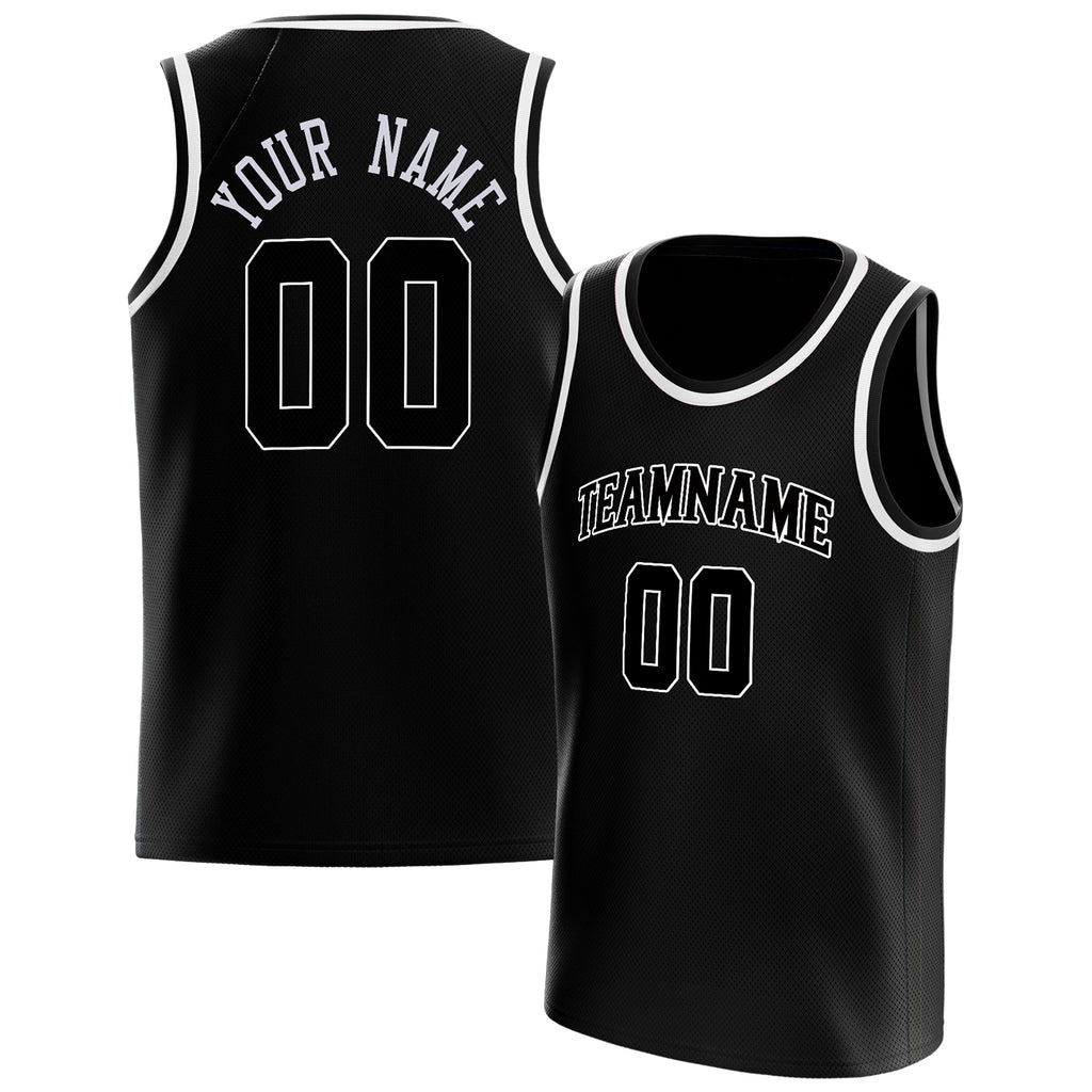 Personalized Black & White Solid Color Basketball Jersey