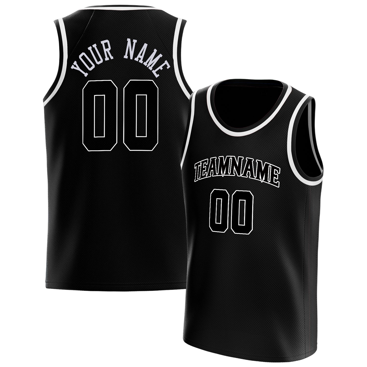 Personalized Black & White Solid Color Basketball Jersey