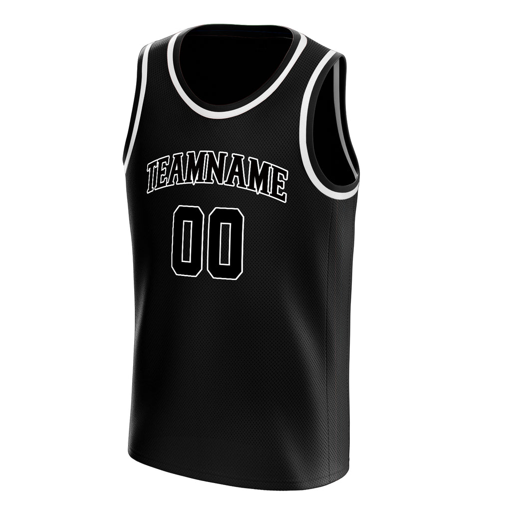 Personalized Black & White Solid Color Basketball Jersey