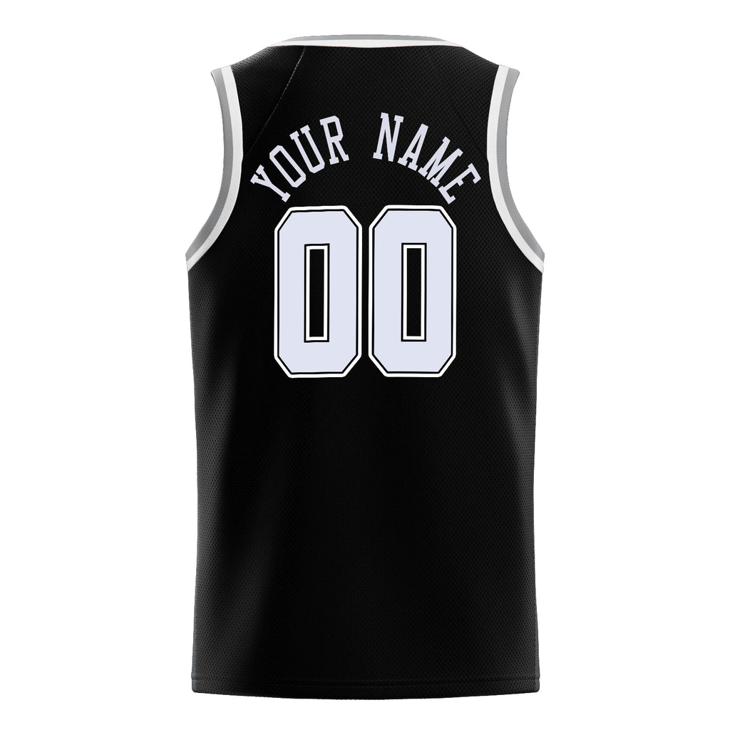 Personalized Black & White Solid Color Basketball Jersey