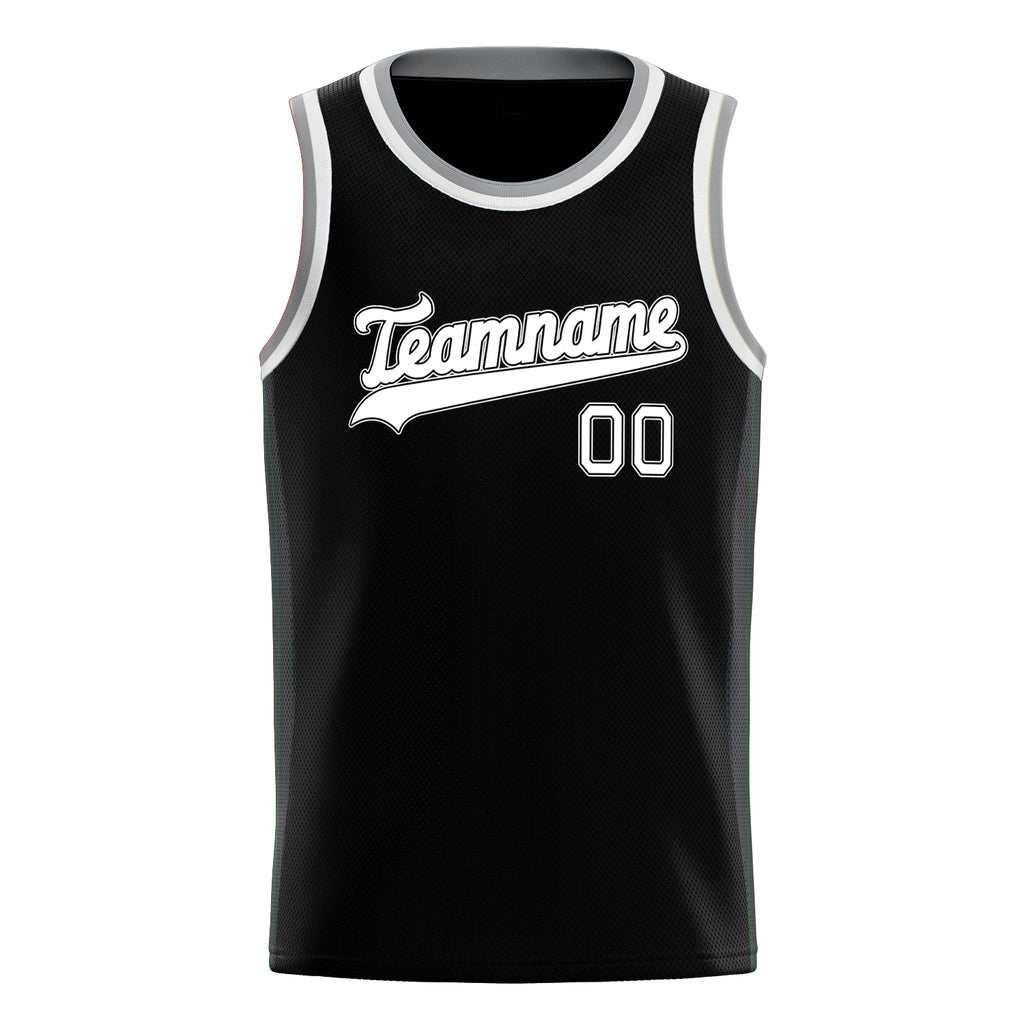 Personalized Black & White Solid Color Basketball Jersey