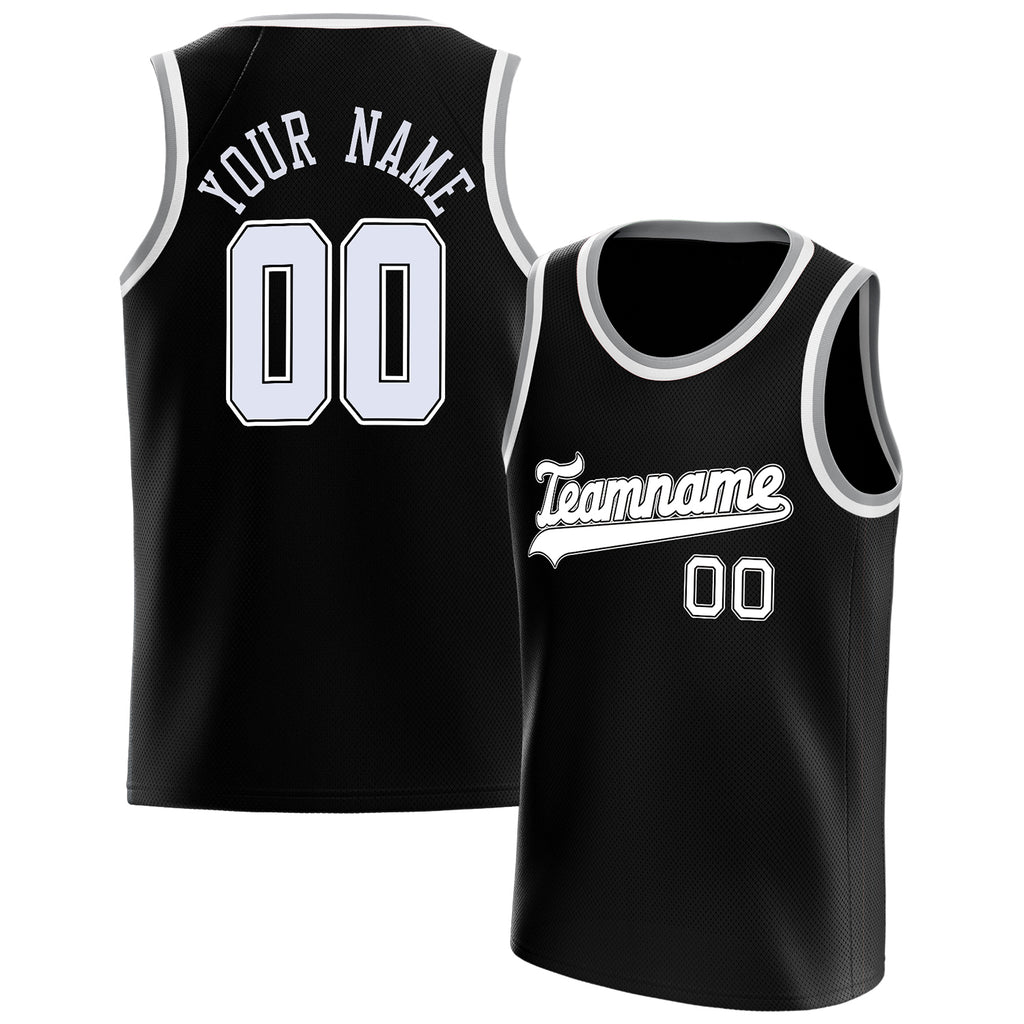 Personalized Black & White Solid Color Basketball Jersey